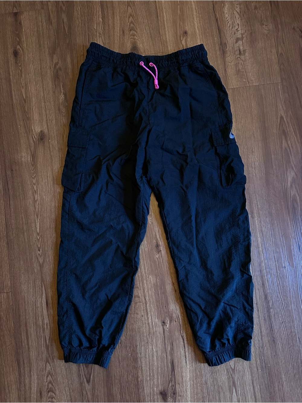 Nike Black Cargo Joggers with Pink Drawcord